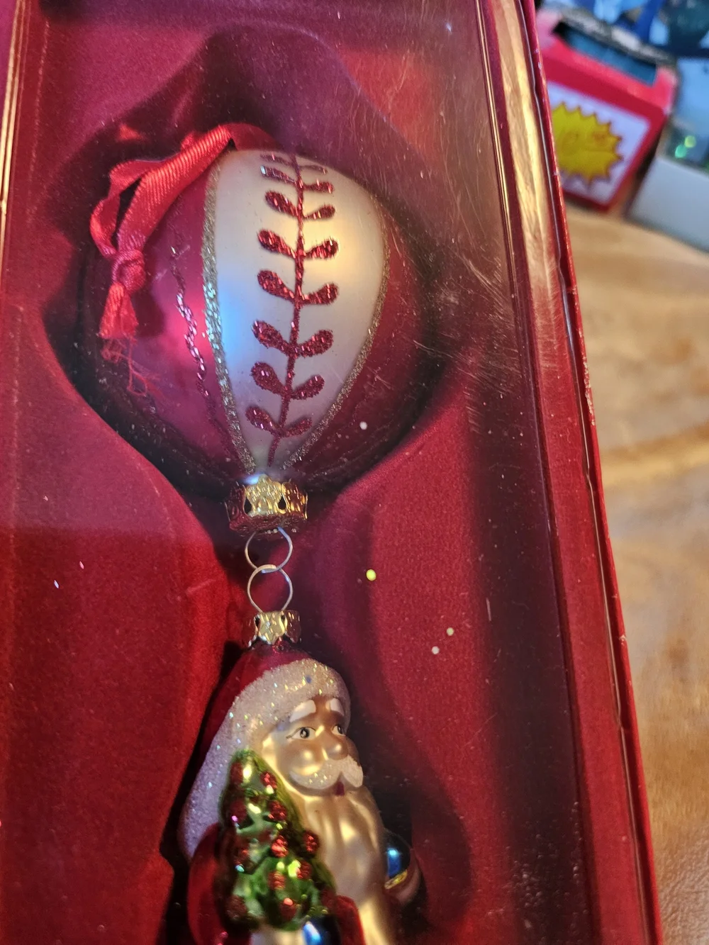 Holiday Santa Ornament Set - Red and White